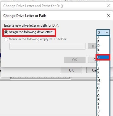 Assigning the Drive letter