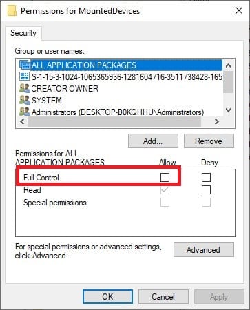Changing MountedDevices Permissions Again