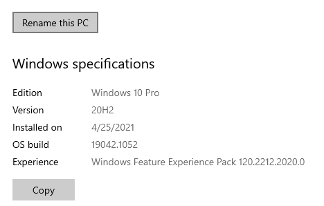 Viewing Windows Specifications