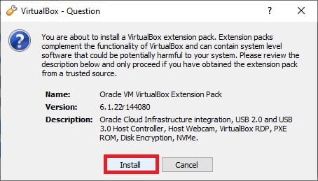 Installing VirtualBox Extension