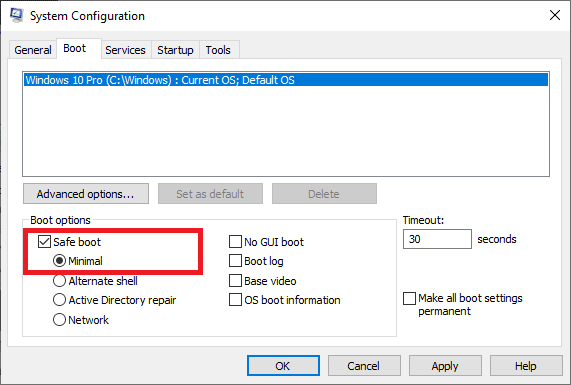 Safe mode and minimal checkedSafe mode  and minimal checked