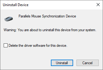 click uninstall to remove the device