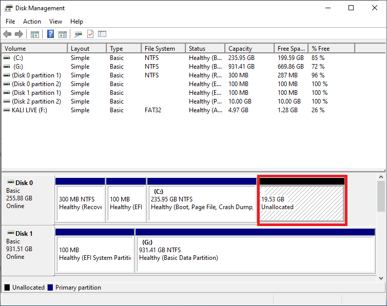 shrink 20gb of space