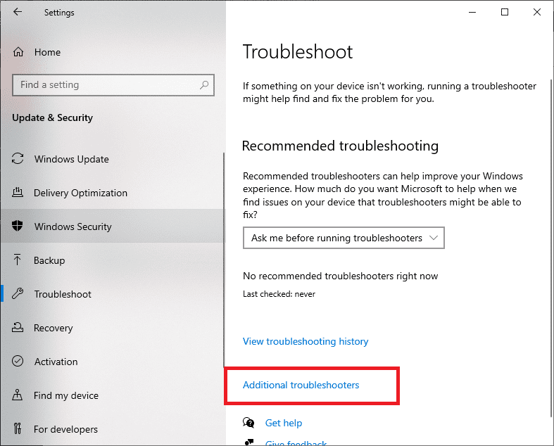 additional troubleshooters