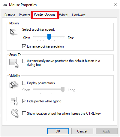 pointer options