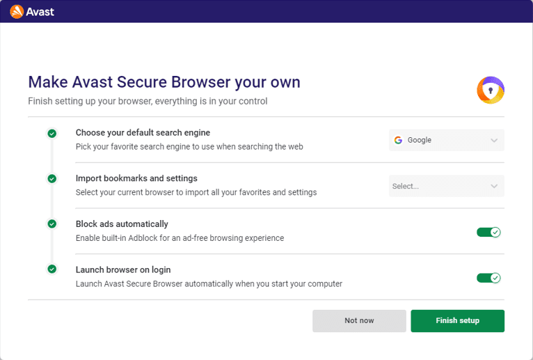 make avast secure browser your own