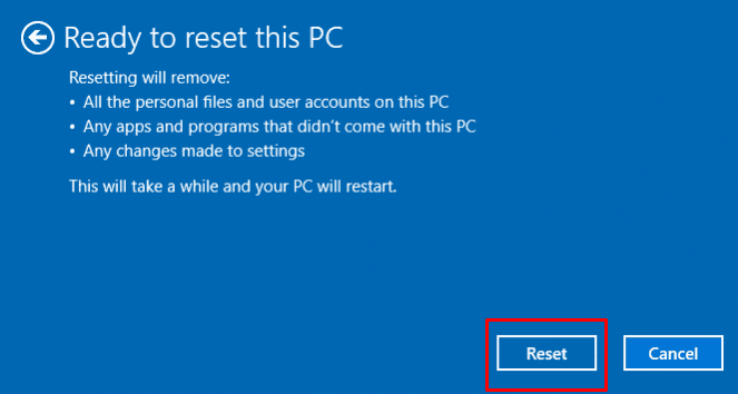 Resetting the PC