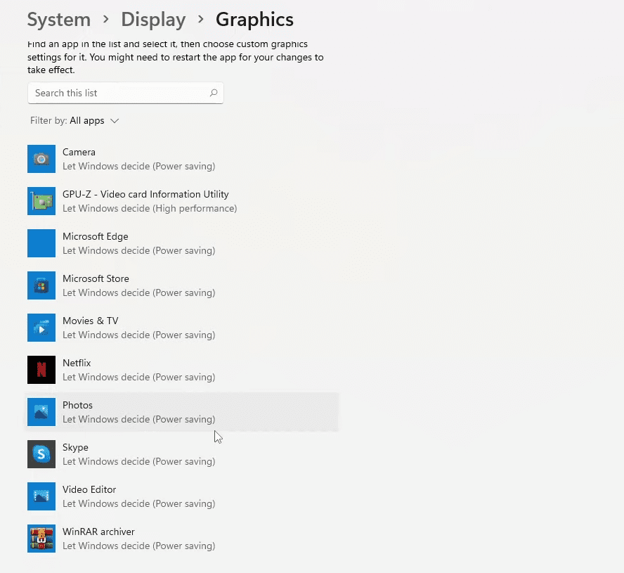 Selecting an app for enhancing the performance