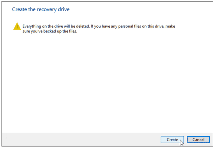 create the recovery drive