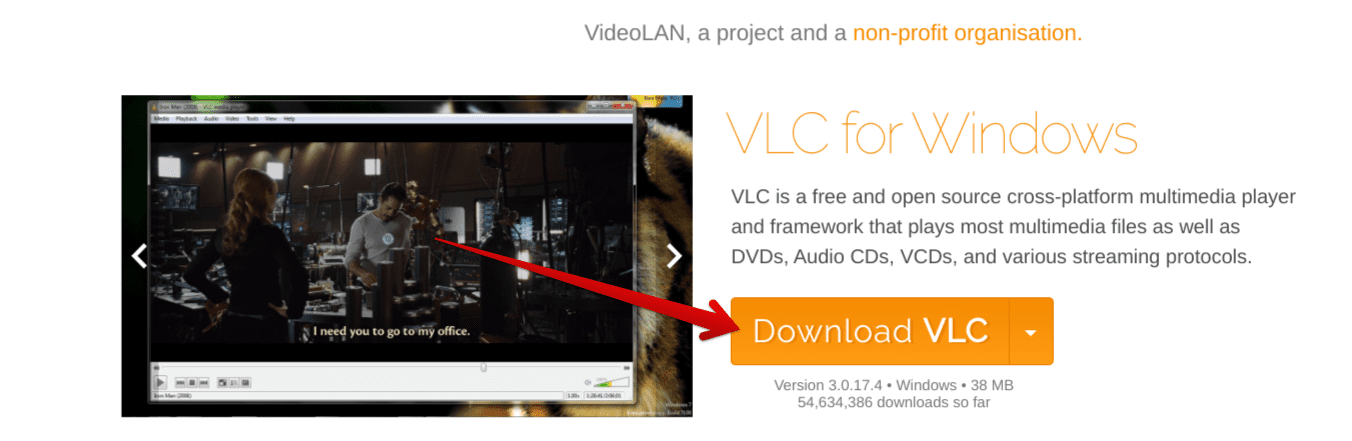 Downloading VLC media player for Windows